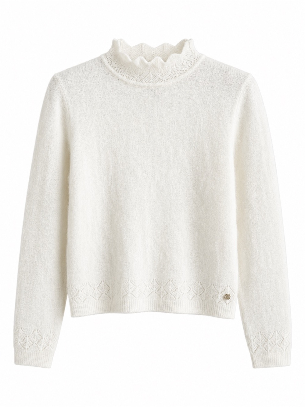La Petite Étoile Paris White Wool-Alpaca Blend Mock Neck Sweater Size 3 (US M)